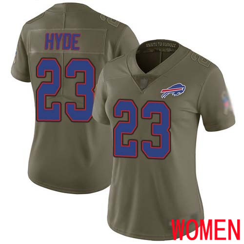 Women Buffalo Bills #23 Micah Hyde Limited Olive 2017 Salute to Service NFL Jersey->women nfl jersey->Women Jersey